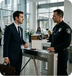 Identity and access management at a secured entrance