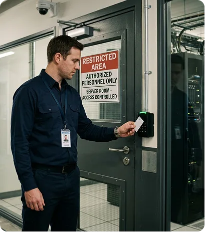 Restricted zone monitoring at a secure door